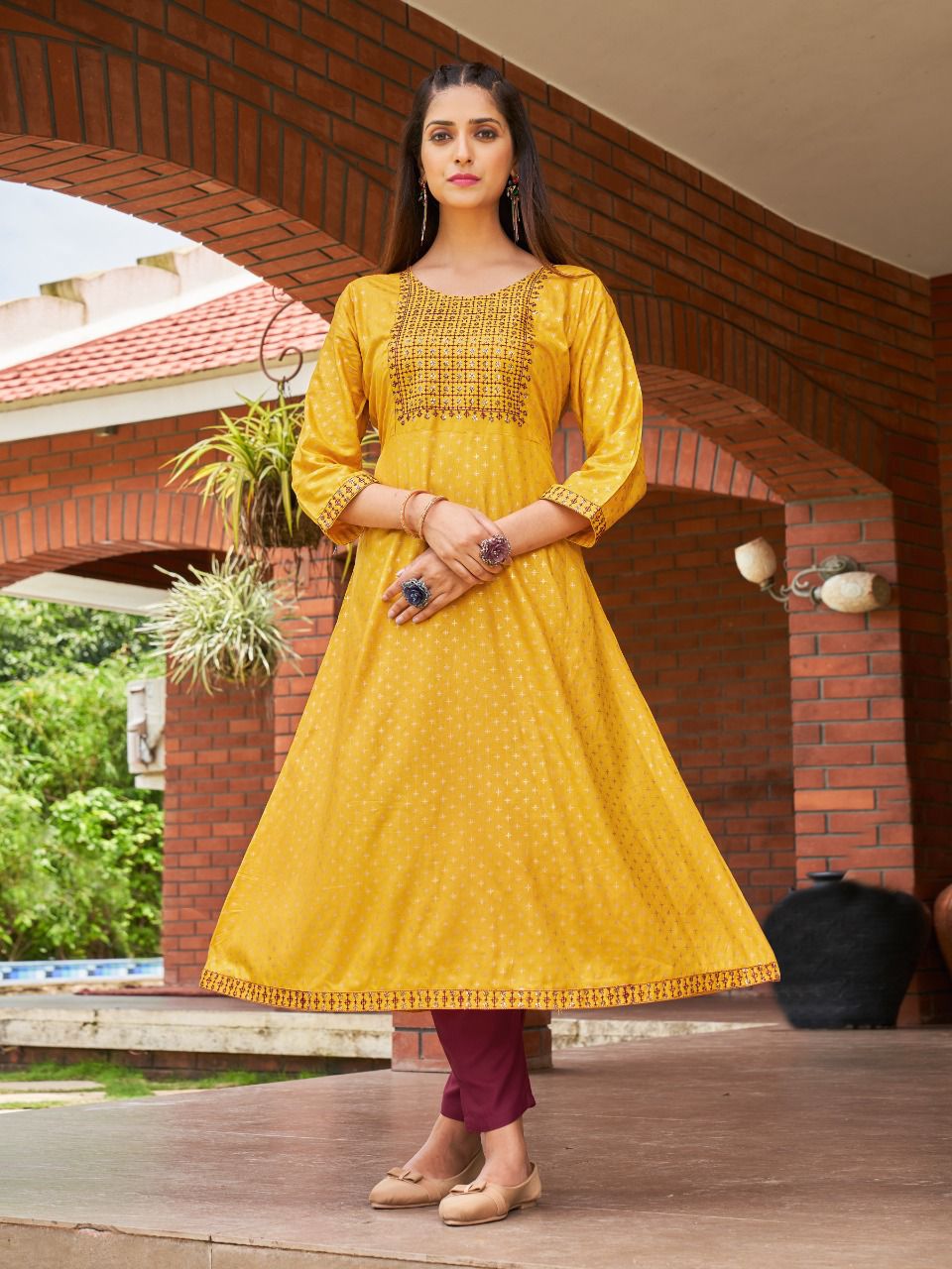 Ala Vaikuthupuram Super Printed Designer Wholesale Anarkali Kurtis
